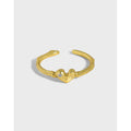 Niche Finger Adjustable Heart Statement 925 Minimalist Sterling Silver Zircon Band Ring