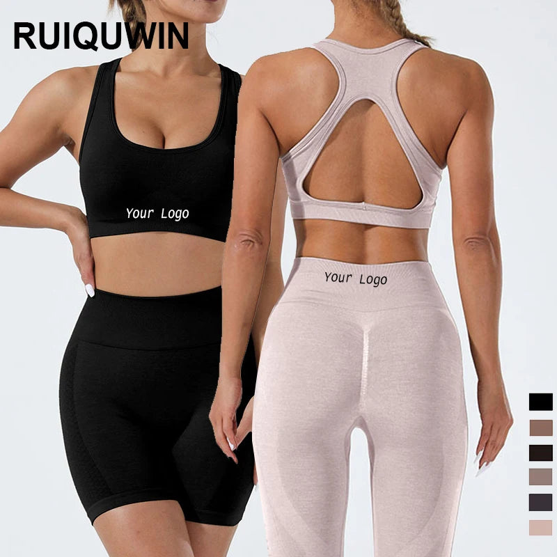 RUIQUWIN High Quality Seamless Yoga Set 2 Piece Sports Suit Workout Clothes Sports Bra Running Women Sportswear