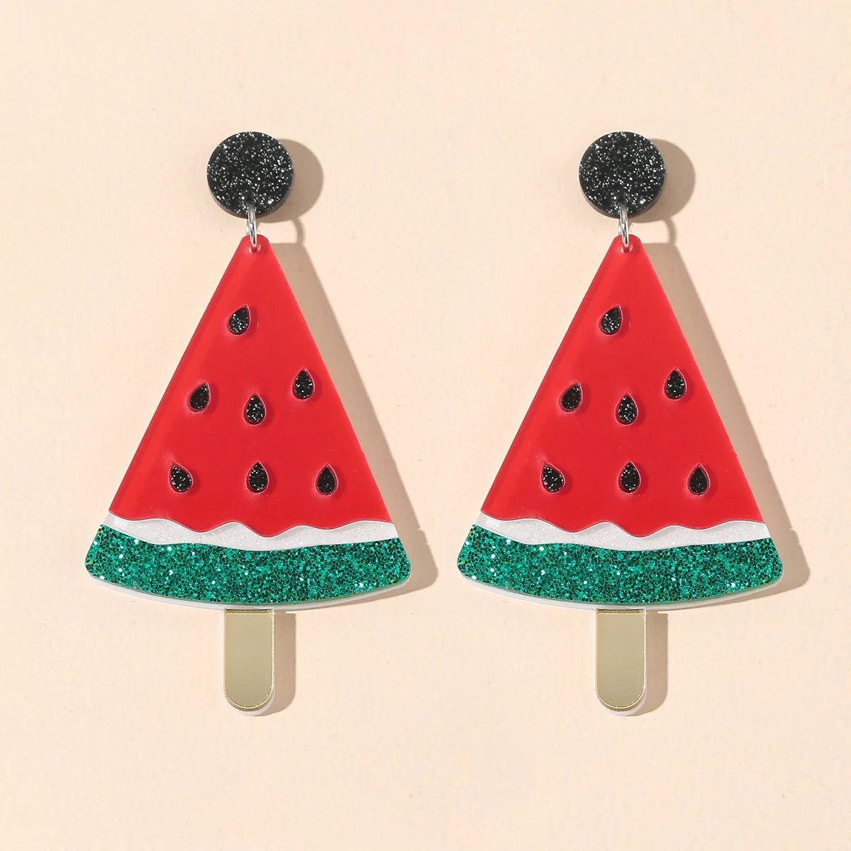 2024 Trendy Watermelon Ice Cream Long Pendant Earrings Gift Mirror Acrylic Earrings