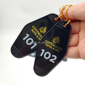 Custom Vintage Motel Hotel Keychain Transparent Customer Printed Blank Motel Hotel Key Chain