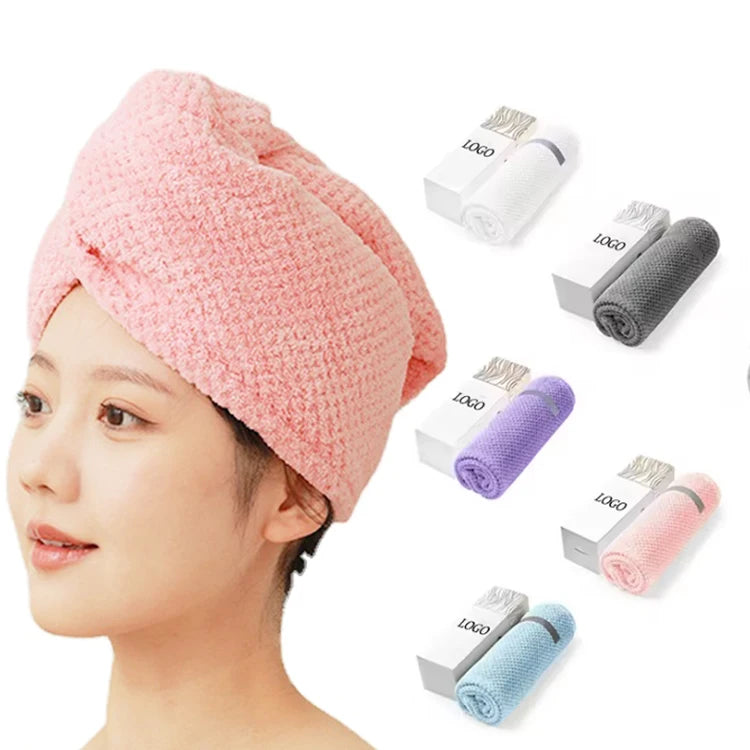Fast Absorbent Waffle Custom Hat Custom Beauty Spa Salon Microfiber Drying Quick Dry Head Hair Turban Wrap Towel