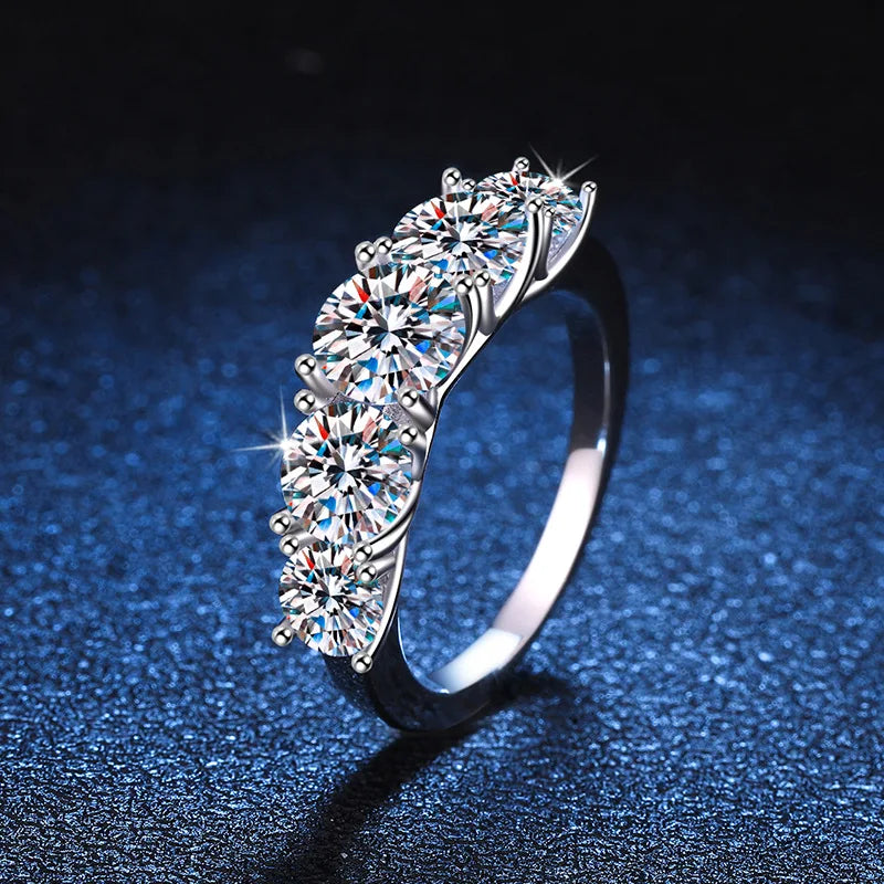 Silver 925 Original Total 3.6 Carat Brilliant Cut Pass Diamond Test D Color Moissanite Wedding Ring for Women Gift Fine Jewelry