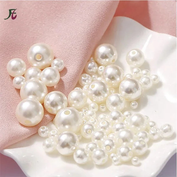Wholesale  Acrylic ABS Pearl Beads Pure White Plastic Decoration Pearls in Bulk