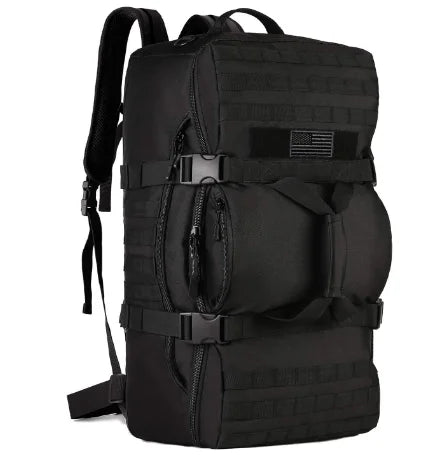 60L Durable Nylon Ripstop MOLLE Duffel Bag Tactical Travel Waterproof Backpack (Rain Cover & Patch Included)