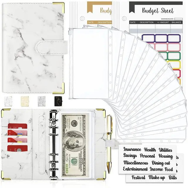 Challenge Binder Sheets Money Saving Accessories Planner A6 Budget Binder Wallet Planner with Zipper Cash Envelopes Budgeting