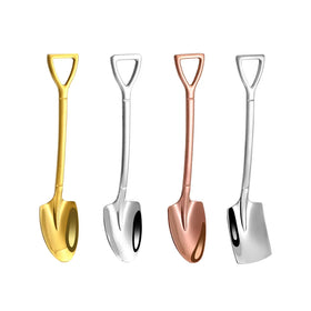 Wholesale Small Size Cute Design Titanium Spoon Set Shovel Shaped Stainless Steel Tea & Coffee Spoon for Christmas Gift