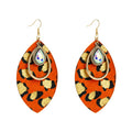 Fashion Designer Zircon Rhinestone Leopard Leather Women Statement Earrings