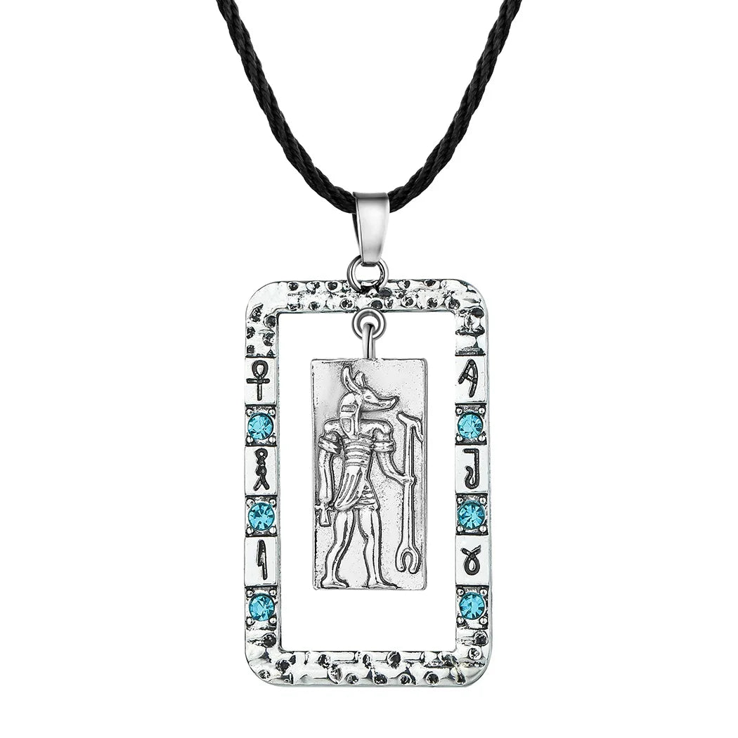 GT Anubis Cubic Zircon Pendant Rune Amulet Ancient Egyptian Gods Male Jewelry Norse Hieroglyphics Necklace