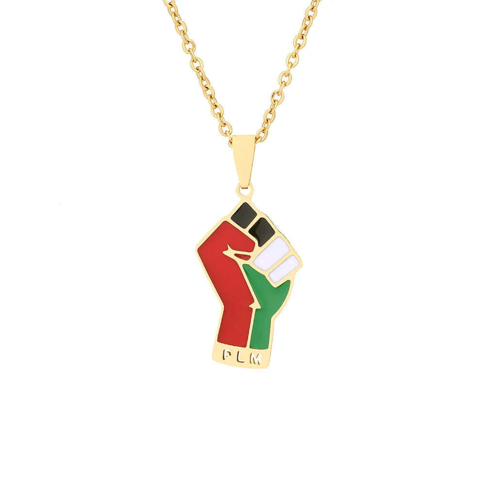 Wholesale New Power Fist Stainless Steel Palestina Necklace Jewelry