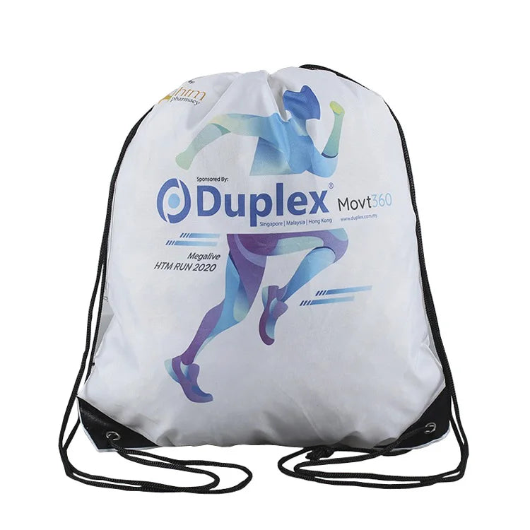 Custom Logo Eco Non Woven Nylon Drawstring Backpack Waterproof Thickened Belt Shoe Bag Sports Striped Pattern Promotions