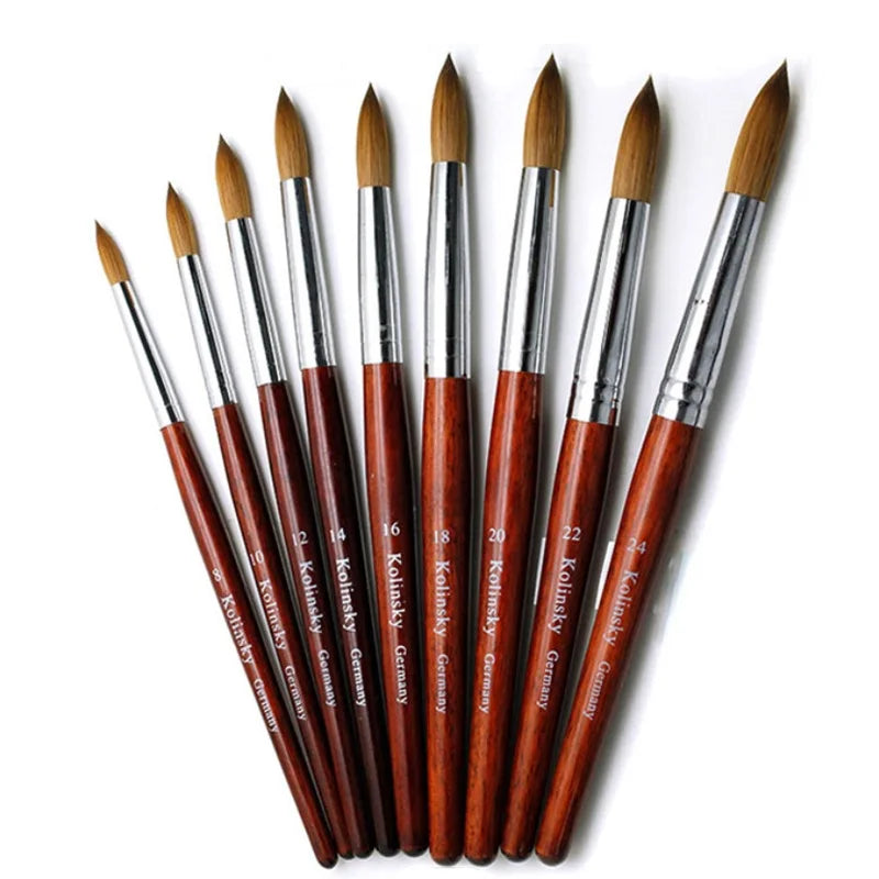 Popular Red Wood Handle Nail Acrylic Tech Sable Brush High Quality 100% Pure Kolinsky Nail Art Brush Germany logo for Master
