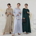 Zifeng OEM Ropa Islamica the Latest Hot Sale Solid Color Pearl 2-piece Muslim Dress