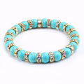 Fashion Simplicity Natural Stone Bead Bracelet Inlaid Rhinestone Ring Light Luxury Stretch Jewelry Wholesale