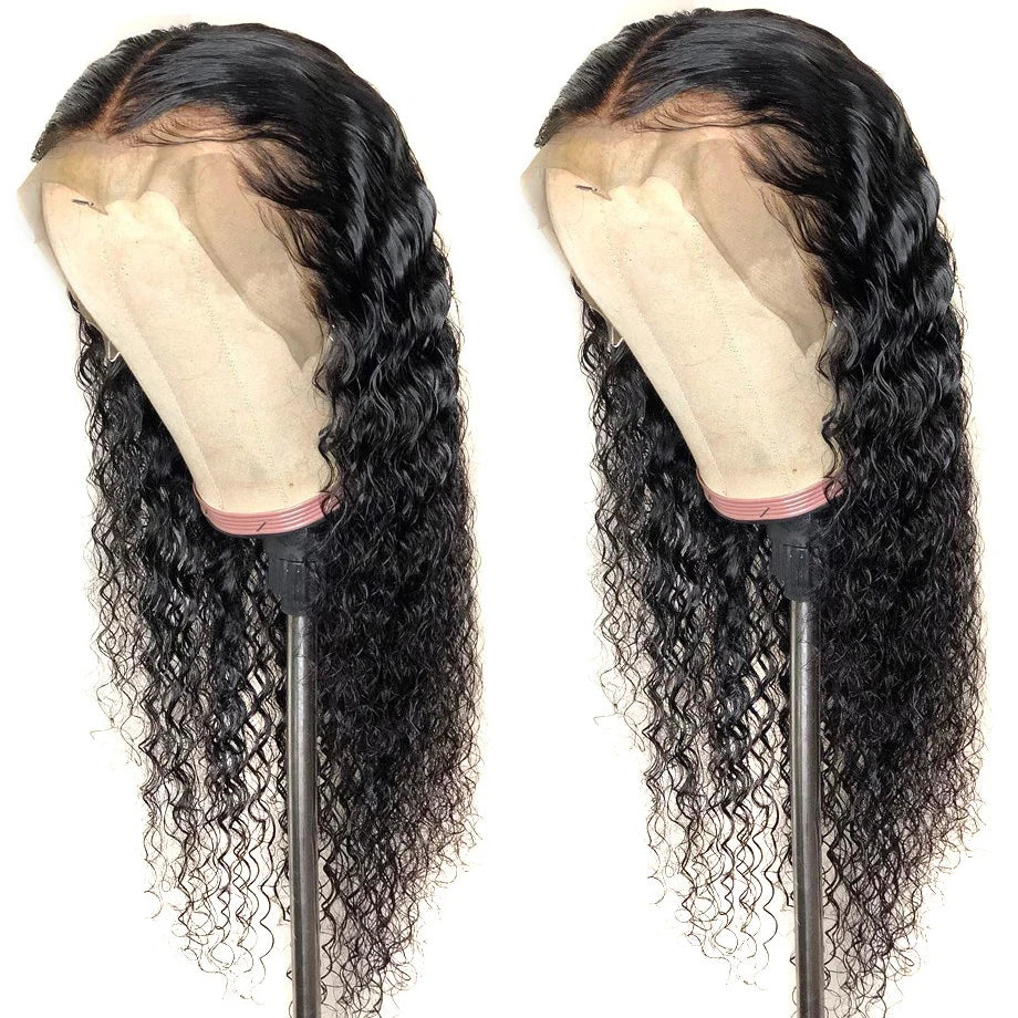 2025 Trending Style Mink Virgin Peruvian Young Woman Human Hair  Deep Wave 13X4 Lace Wig Pre Plucked Invisible Lace Frontal Wig