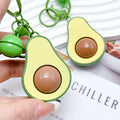 Avocado Roller Mini Massager Key Chain Fingertip Decompression Toy Finger Wrist Neck Massager Fun Fruit Avocado Key Ring Pendant