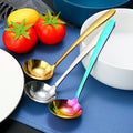 HUIYI Modern Kitchen Stainless Steel Long Handle Soup Serving Spoon Gold Cutlery Cooking Ladle Home Restaurant Customized Laser