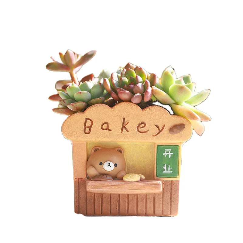 Wholesale Japanese Style Creative Succulent Resin Flowerpot Pen Holder DIY Small Flowerpot Crafts Home Office Desktop Landscape