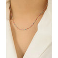 Colorful Glue Beaded Clavicle Chain Trendy Women Jewelry 925 Sterling Silver Necklace Bracelet Set