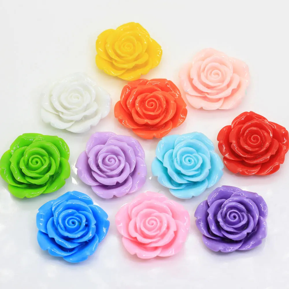 Up-to-date in Design Rose Flower Loose Flat Back Resin Bead Stickers for Jewelry/Bag/Bracelet Craft Decoration