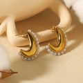 Gold Plated Stainless Steel Huggie Earrings Classic Engagement Wedding Freshwater Pearl Hoop Artificial Charm Earjewelry