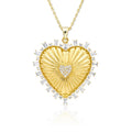Large Heart Pendant Jewelry 925 Silver Baguette Diamond Zircon Heart Charm Pendant Necklace