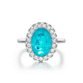 New Design Synthetic Blue Oval Shape Paraiba Ring 925 Silver Engagement Ring