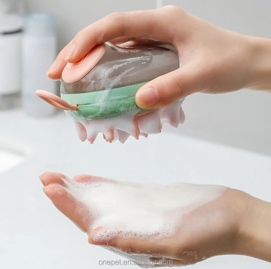 New Design Small Animal Bathing Brush Soft Plastic Rubber Pet Grooming Tools Liquid Comb Hair Massage Brush Cat Dog Cleaning Box