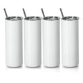 Stainless Steel Double Wall Insulated Straight 20oz Coffee Tumbler with Straw Travel Coffee Mug Skinny Tumblers for Sublimation