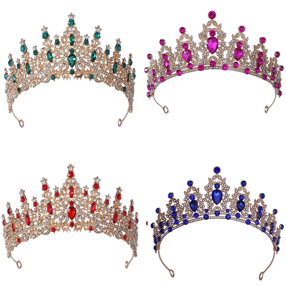 Crystal Bridal Big Crown Luxury Rhinestone Beauty Pageant Crown Headband Show Catwalk Headdress Crown