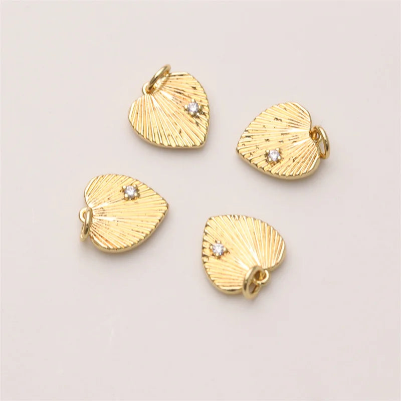 2026 New DIY Jewelry Accessories Brass 18K Gold Plated Glossy Large Heart Zircon Pendant Necklace Bracelet
