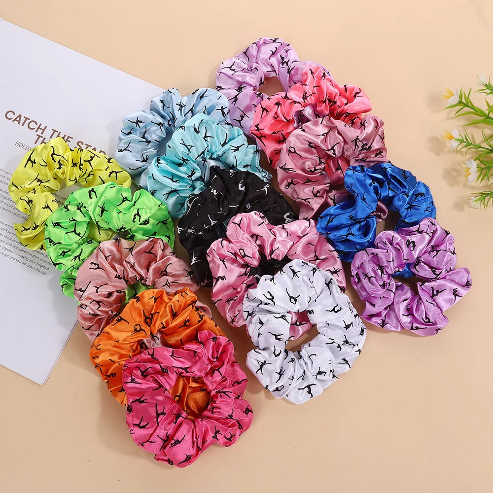 Wholesale Custom Shiny Satin Scrunchy Women Yoga Hair Band Ties Print Xl Eyelash Scrunchies Eye Lash Scrunchie for Girls MegaBDM