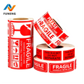 Packaging Fragile Warning Sticker Glass Product Packaging Transport Warning Label Waterproof Custom Sticker Roll