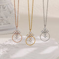 Female Stylish Popular Inlaid Stainless Steel Cross Pendant Necklace PVD Gold Plating Jewelry