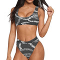 Customized Hawaii Beach Trending Womens Swimsuit Halter Tankini Top and Skort Bottom Set Bathing Suits Polynesain Tribal Print