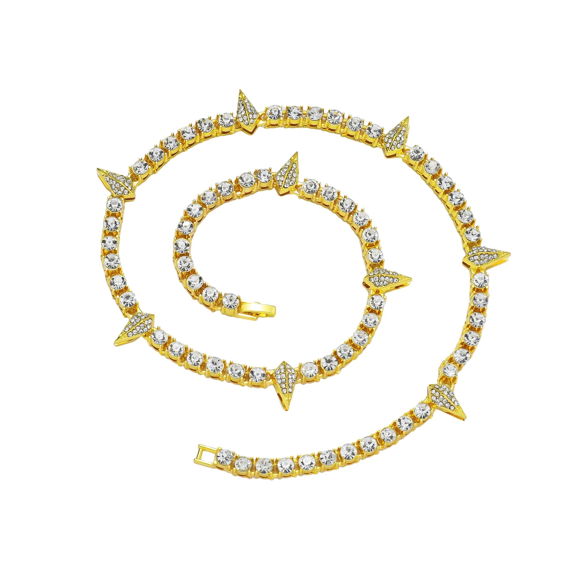 Hiphop Crystal Patchwork Rivet Statement Choker Necklace for Women Men Night Club Party Jewelry