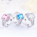Tonglin Manufacturer Wholesale Price Silver Jewelry 925 Silver Rings Pink CZ Fashion Rings Made for Women