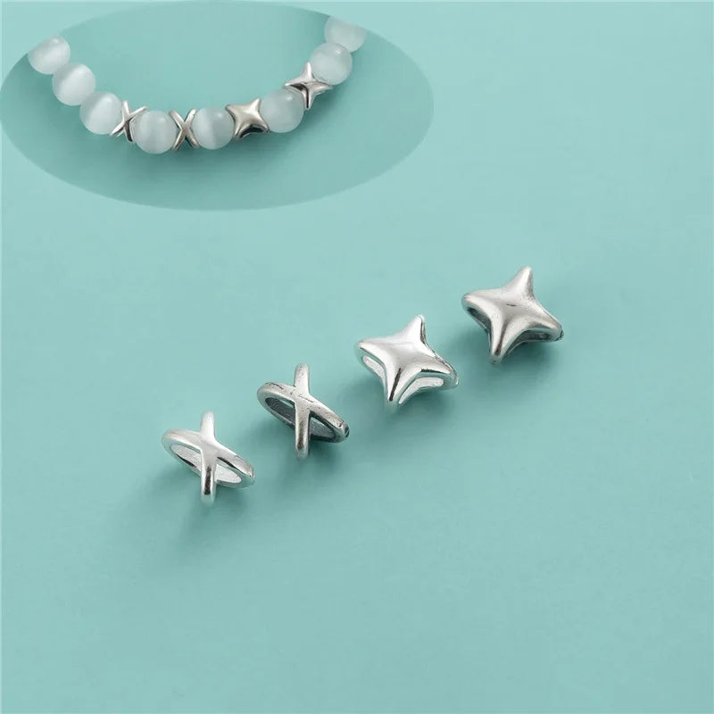 Unique 925 Sterling Silver Polished Star Charm Beads for Jewelry Making Accessories Supplies