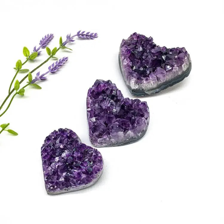 Wholesale Natural Amethyst Hearts Uruguay Crystal Gemstone Crystal Cluster Hearts for Decoration or Gift