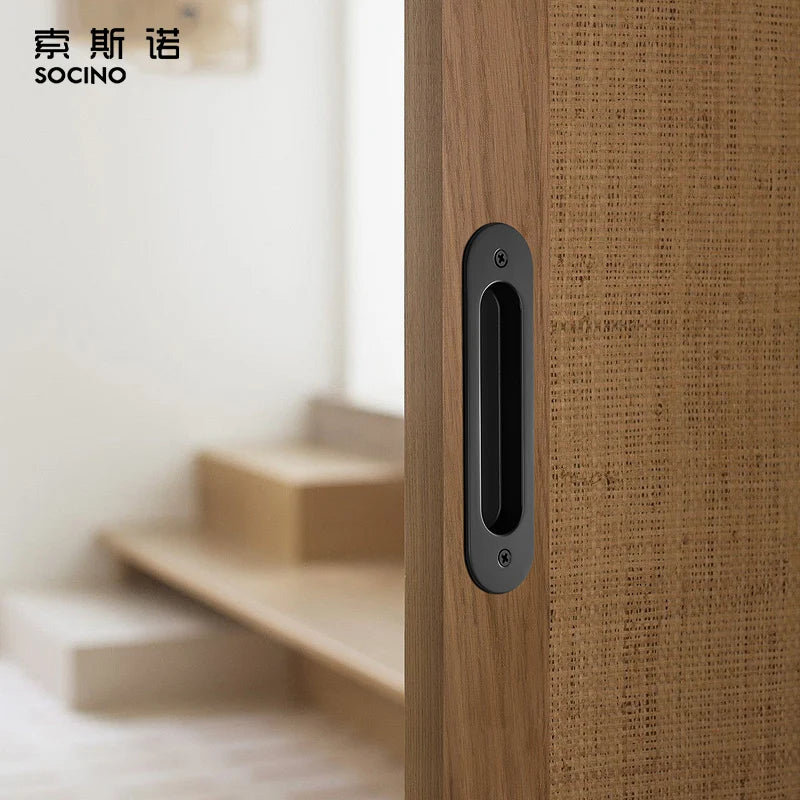 Zinc Alloy Matte Black Inset Finger Flush Pulls Hardware Recessed Sliding Closet Pocket Barn Door Handle