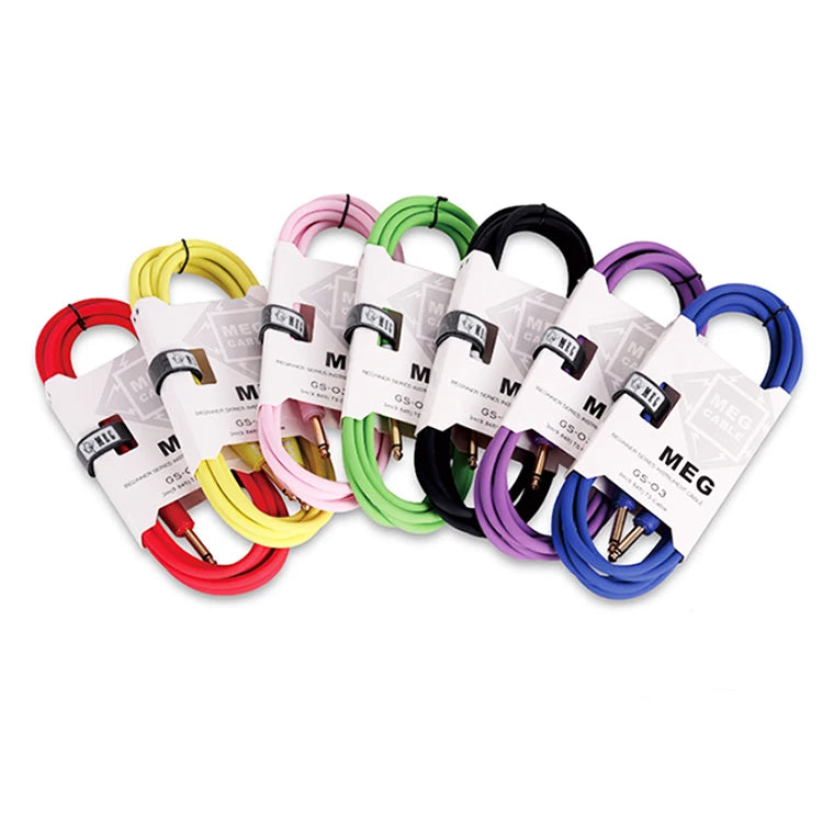 Hot Sale 3M 1/4 Inch Mono Jack Colorful Instrument Cable Audio Cable OFC Guitar Cables