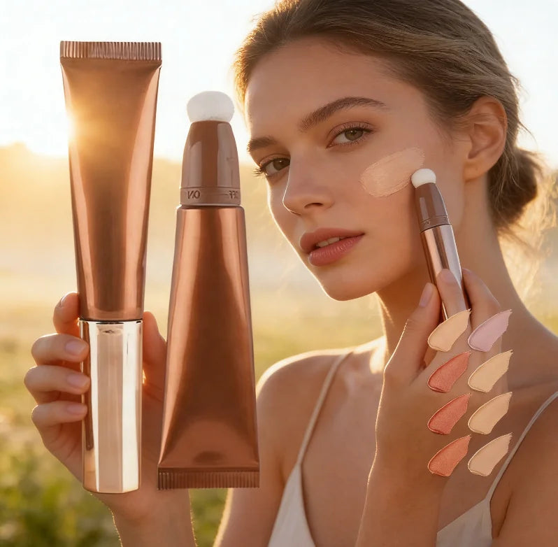 Custom Soft Tube Liquid Highlighter Cosmetic Wholesale Private Label Contour Shimmer Face Body Vegan Highlighter Cream