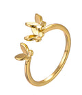 QX Custom OEM Fine Jewelry 18K Gold Plated Adjustable 925 Sterling Silver Summer Resizable Butterfly Ring for Women Girls