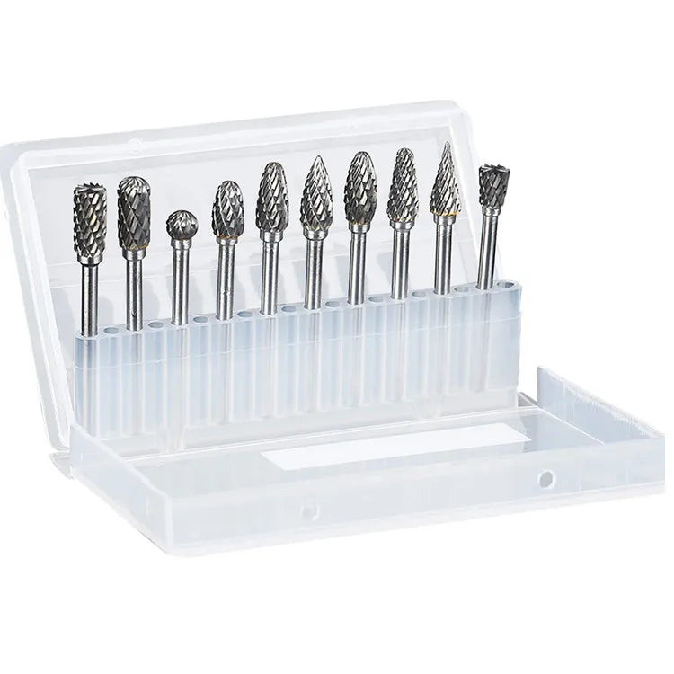 10 Pieces Tungsten Carbide Rotary Burr Set Double Cutting Point Files
