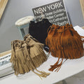 Womens Vintage Solid Fringe Messenger Shoulder Tassel Bag Faux Suede Handbag Crossbody Satchel New