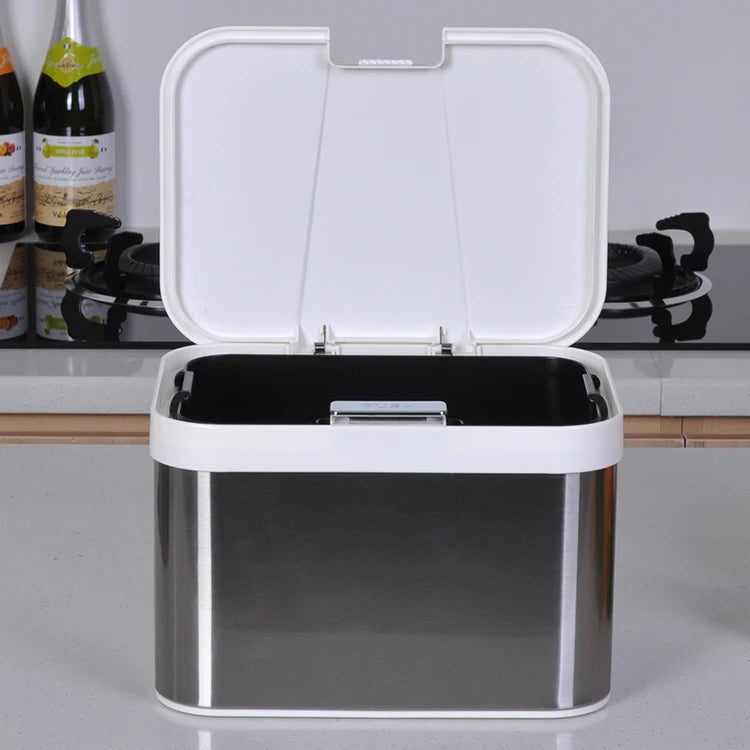 4.3L Indoor Food Compost Bin for Kitchen Powder Coated Quadrate Galvanized Steel Indoor Countertop Kitchen Compost Bin