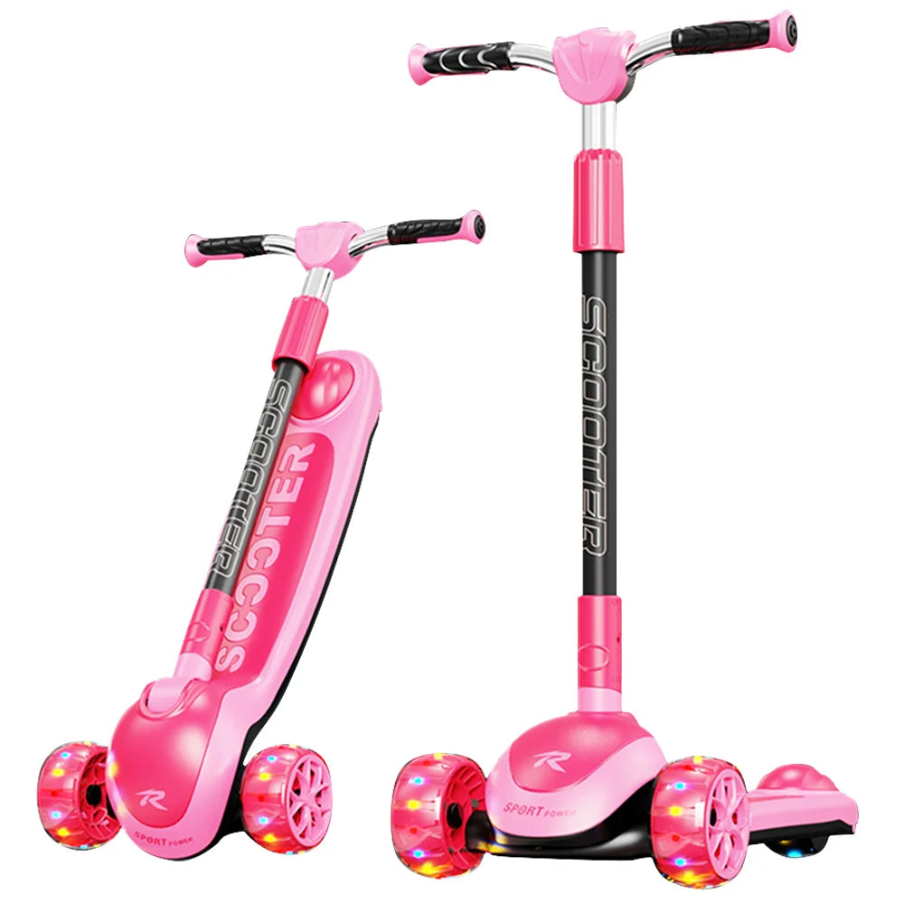 Baby Products Toys Cool Music Light up LED PU Scooter Kids 3 Wheels Foldable Children's Kick Scooter for Girls Boys