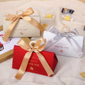 Metallic Gold Triangle Wedding Sweet Box with Ribbon Decor for Candy Favors Paper Gift Bags Exhibitions Promotions