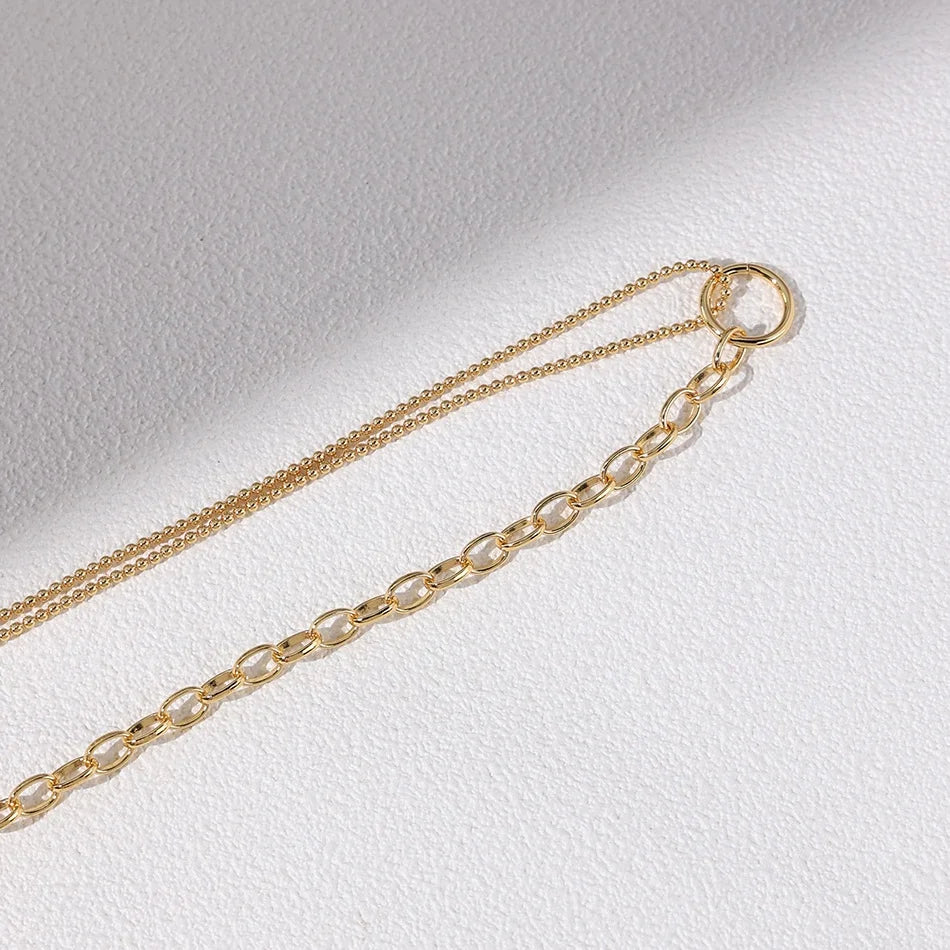 Nagosa Vintage 925 Sterling Silver 14k 18k Gold Vermeil Double Chain Layer Link Necklace