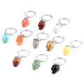 Wholesale Folk Crafts Gemstone Natural Mixed Quartz Skulls Stone Crystal Keychain for Gift