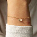 Dainty Personalized Letter Engraved 925 Sterling Silver Initial Name Engrave Heart Disc Bracelet for Women